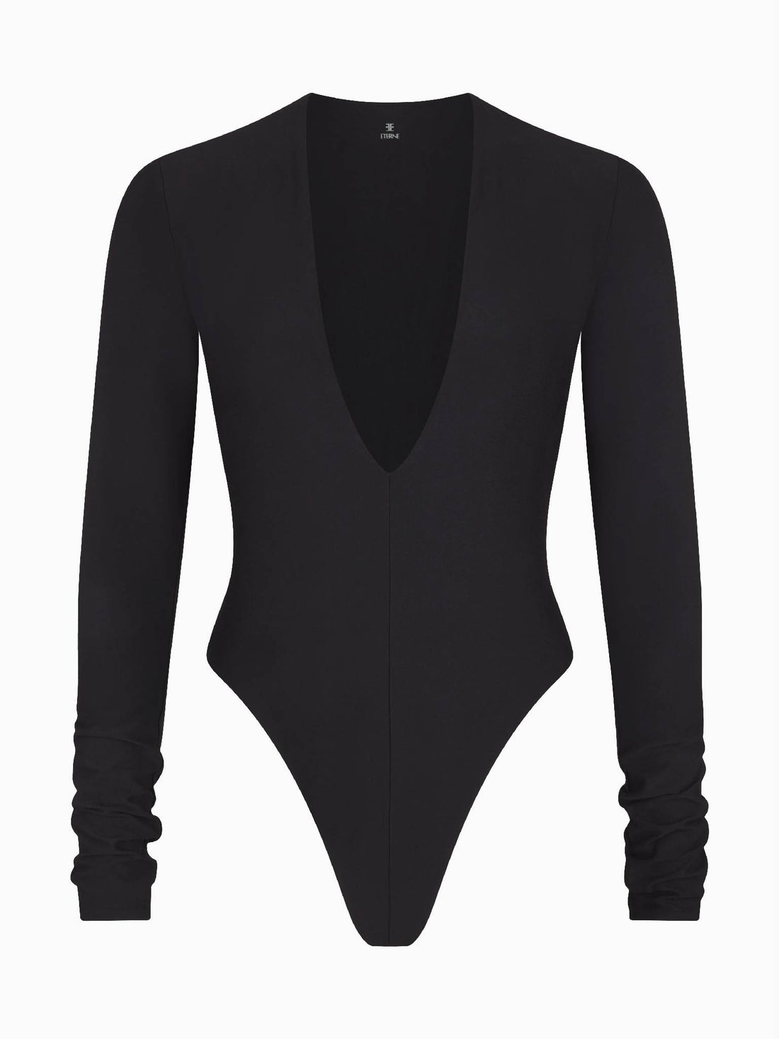 ETERNE Long Sleeve Deep V Bodysuit in Black