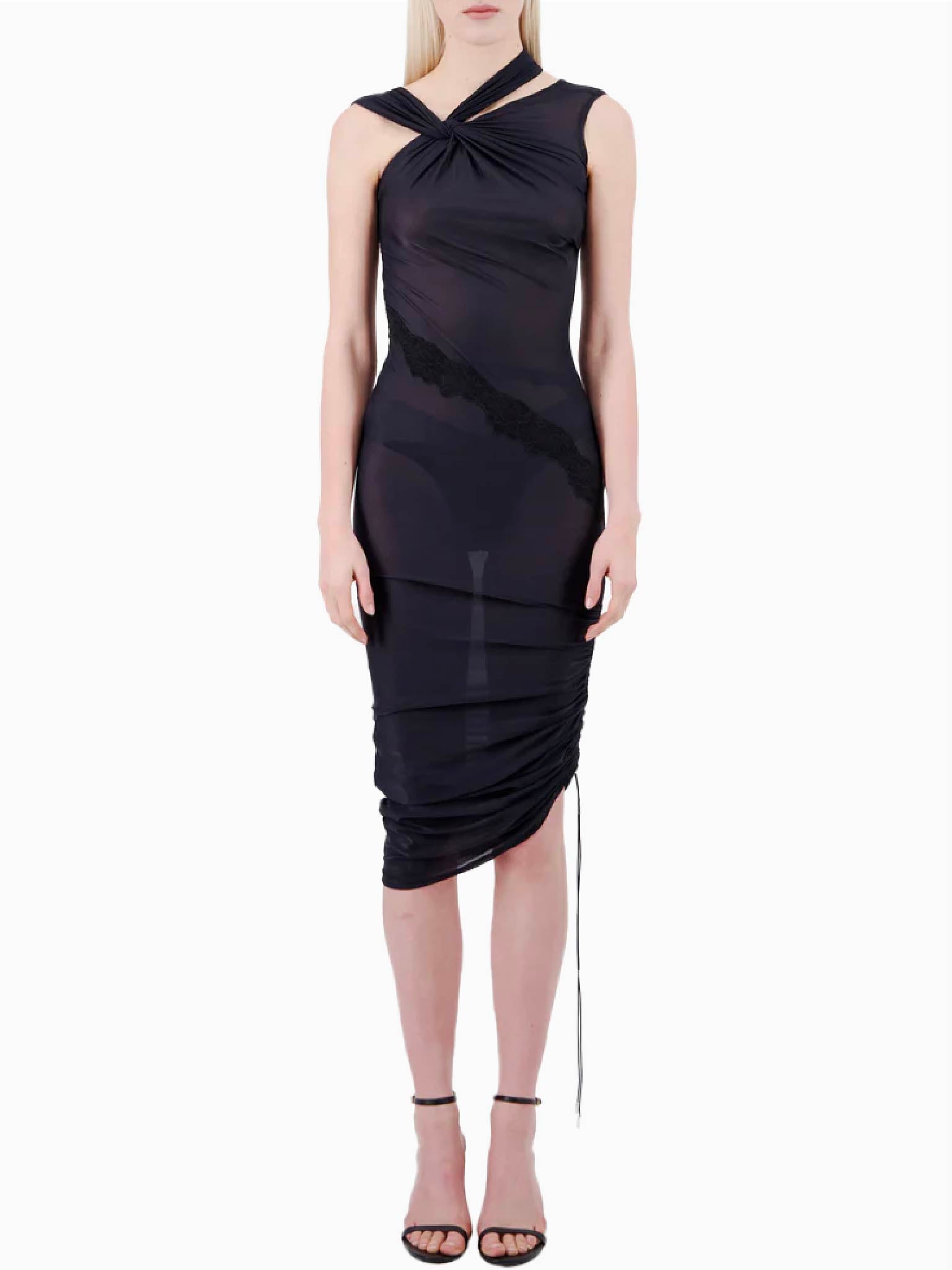 VAILLANT Assymetric Jersey Knotted Dress with Twist Neckline