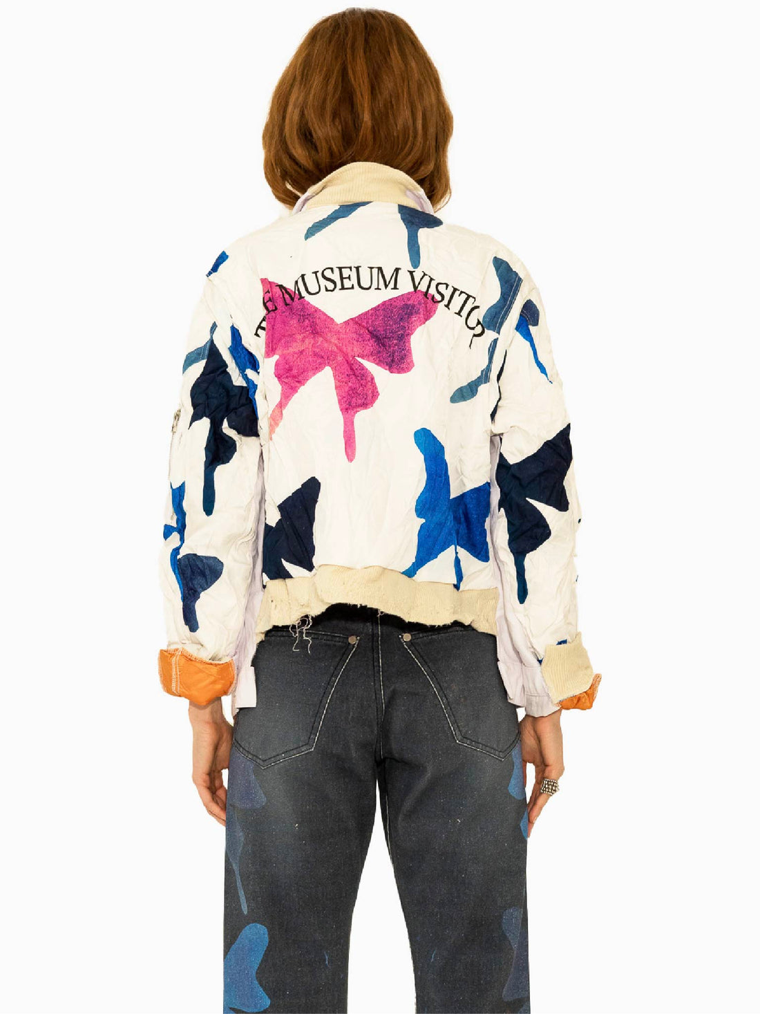 MUSEUM VISITORS Butterfly Printed Hybrid Bomber