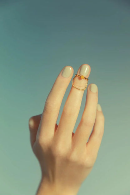 MAM 18k Gold Midi Chain Ring with Aventurine