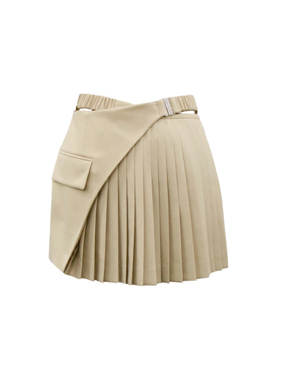 STUDIO J KOO Front Crossed Pleated Mini Skirt