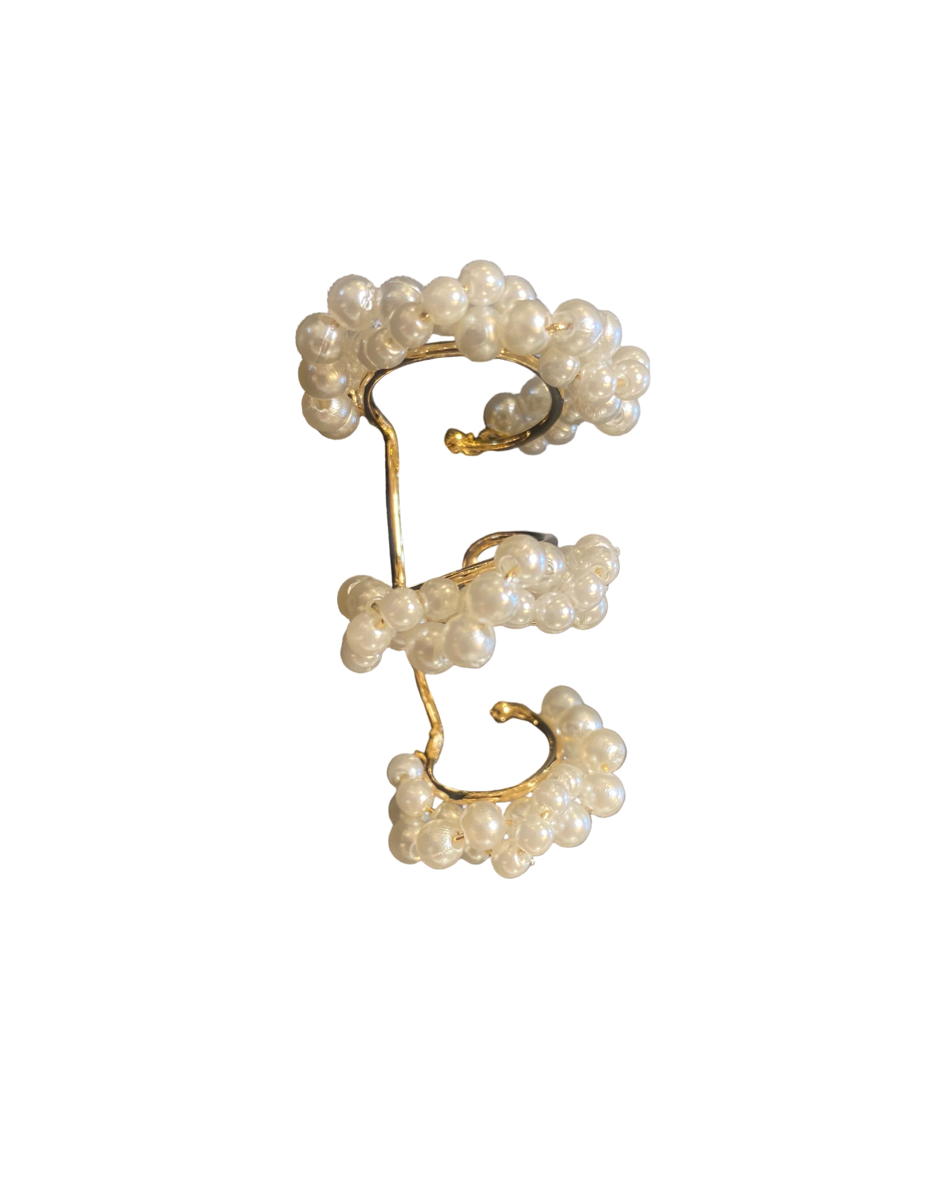 AOTC Braid Triple Pearl Ear Cuff